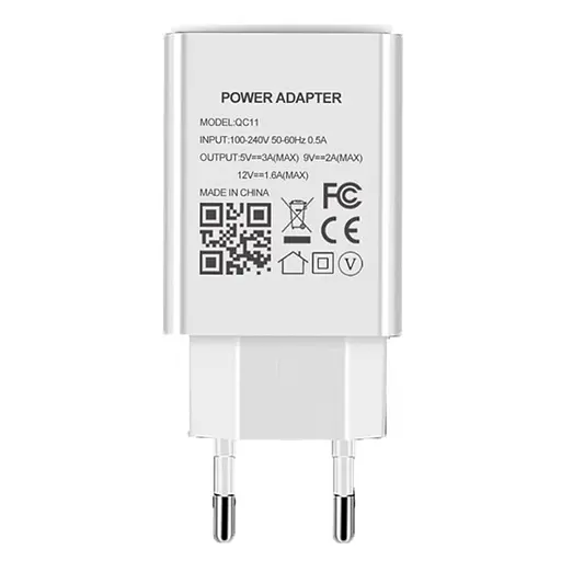 Швидка USB зарядка QC 3.0 5V = 3A, 9V = 2A, 12V = 1.6A, 5 рівнів захисту Nectronix QC11 (100958)