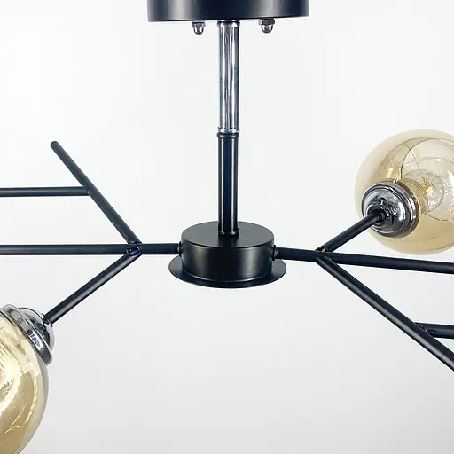 Люстра в черном корпусе на 4 лампы Line.F Цвет плафона Белый - фото 8