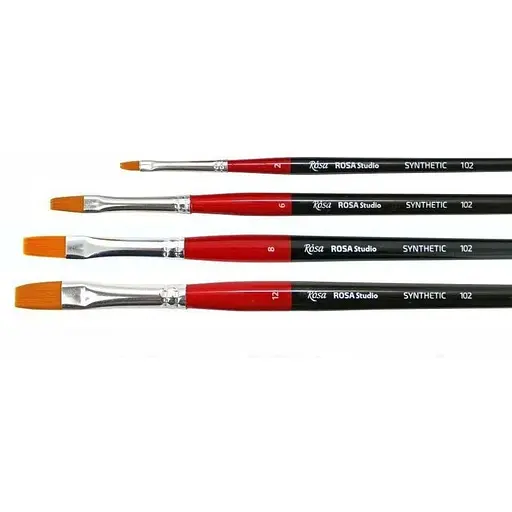 Кисть синтетика плоская 102 длинная ручка Rosa Studio