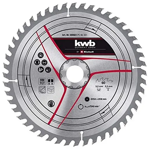 Диск пильный Einhell TCT KWB к торцевой пиле 216х30 мм 60 зубцов (588261)