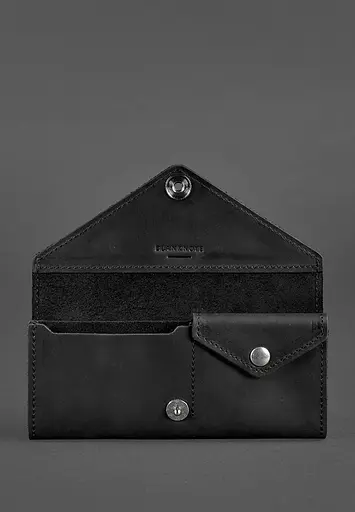 Женский кожаный кошелек Керри 1.0 черный Crazy Horse - фото 4