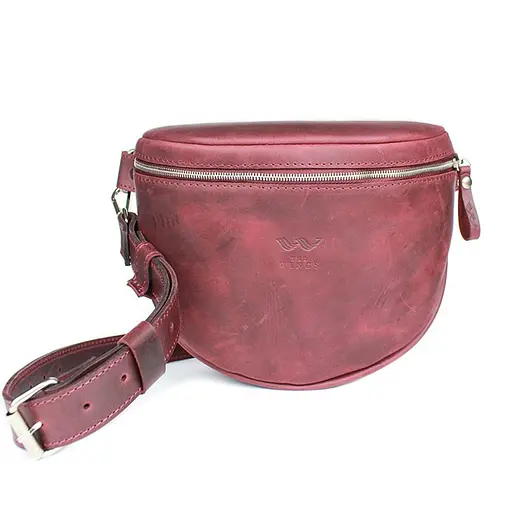 Шкіряна сумка поясна-кроссбоді Vacation бордова вінтажна - фото 8