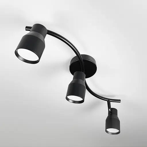 Чорний світильник із 3-ма регульованими плафонами | Арт. 52039/3 BK | Line F - фото 4
