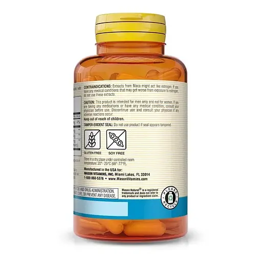 Підтримка чоловічої сили з L-аргініном та макою Mason Natural Vein Erect with L-Arginine & Maca 80 капсул - фото 3