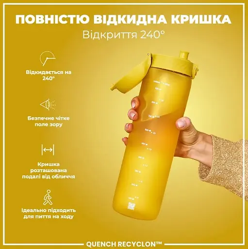 Пляшка для води ION8 1000 мл (ЕКО пляшка) BPA Free Yellow (I8RF1000YEL) - фото 3