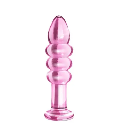 Анальна пробка LoveToy Glass Romance 5.5" 14 см (рожевий)