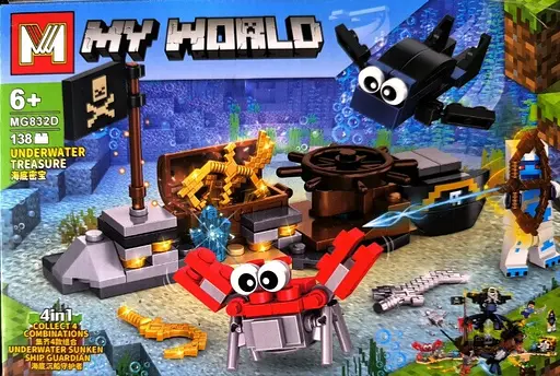 Конструктор 4 в 1 My World MG832D Minecraft игровой набор Underwater Treasure Подводные сокровища 138 деталей - фото 2