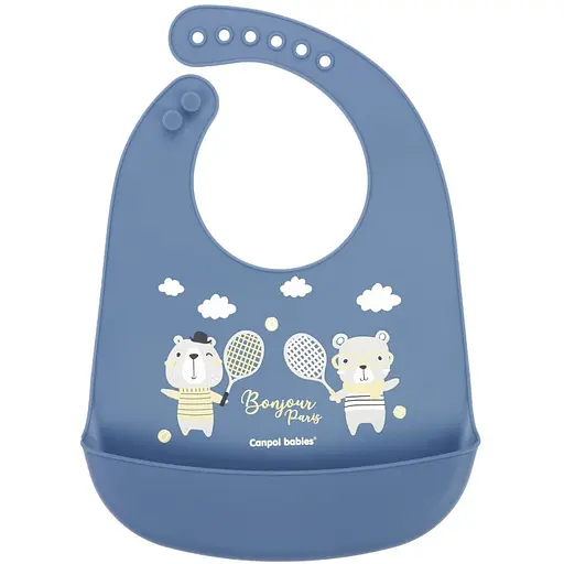 Слинявчик Canpol babies Bonjour Paris силіконовий з кишенькою синій (74/027_blu)
