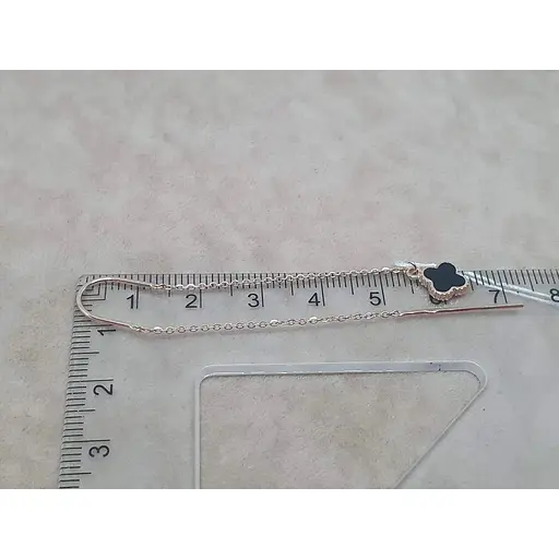 Золотые серьги-протяжки Tango Клевер с эмалью. 400278Е - фото 4