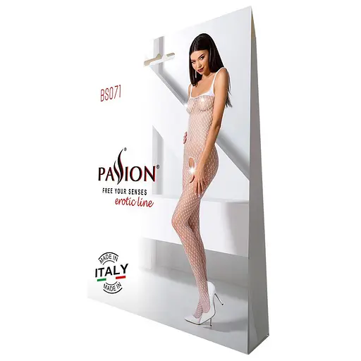 Бодистокинг Passion BS071 комбинезон на бретелях S/M/L white - фото 5