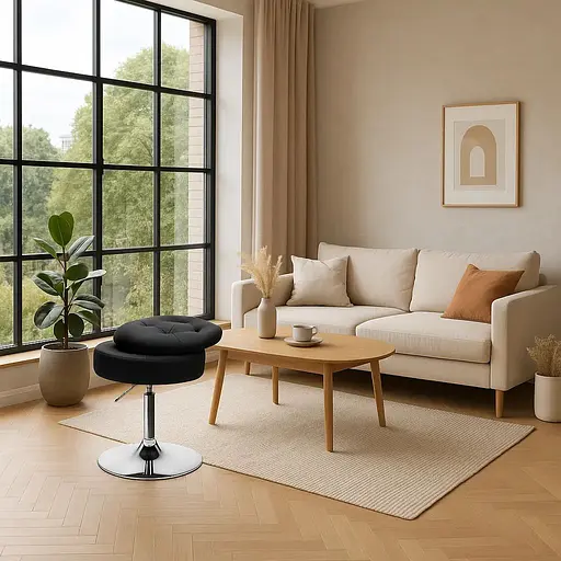 Кресло табурет вращающееся Costway Meri с местом для хранения черный - фото 5