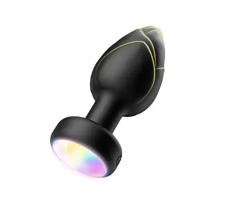 Анальна пробка, що світиться, з вібрацією та ПУ Light Anal Plug 3,5*9 см чорний - фото 1