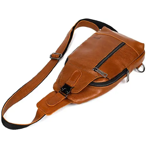 Мужской рюкзак слинг кожаный коньяк TARWA 27х18х5 см sum0028244 - фото 6
