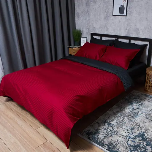 Комплект постельного белья Moon&Star Satin Stripe Dark Romance King Size 220x240 наволочки 2х40х60 - фото 1