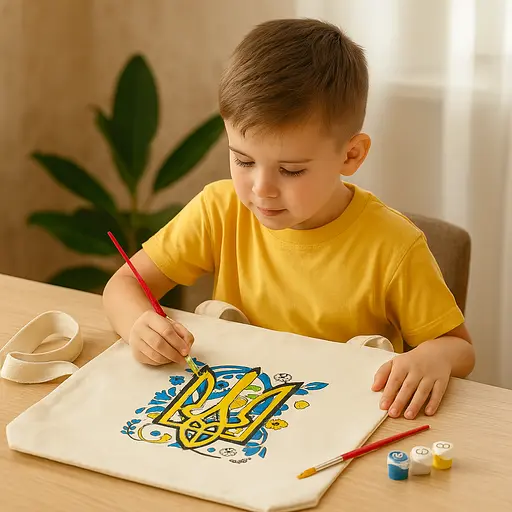 Набір екосумка-розмальовка „Тризуб“ бавовна 220 г/м2 38х42см ROSA Talent [CD]