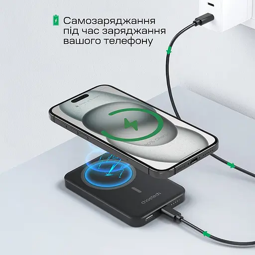 Повербанк 5000mAh Choetech B709 Black PD3.0 бездротова магнітна зарядка (43-00148) - фото 5