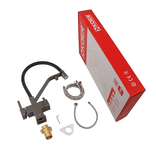 Смеситель для кухни на две воды с гибким изливом Koer KB-72036-07 KR5812, Графит - фото 6