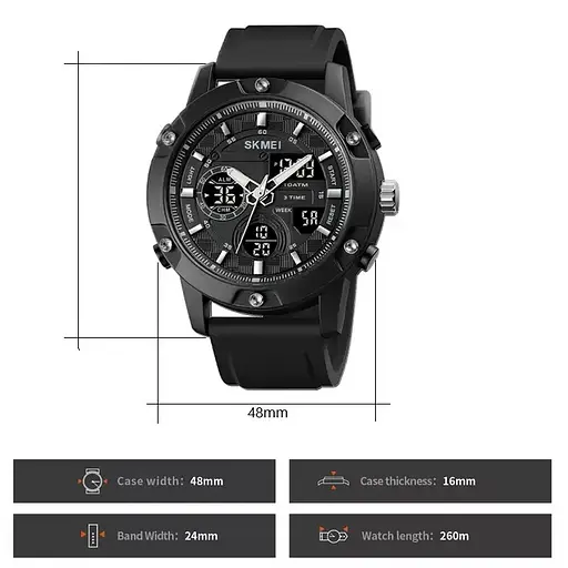 Чоловічий наручний класичний годинник Skmei 1757 Чорний - фото 3