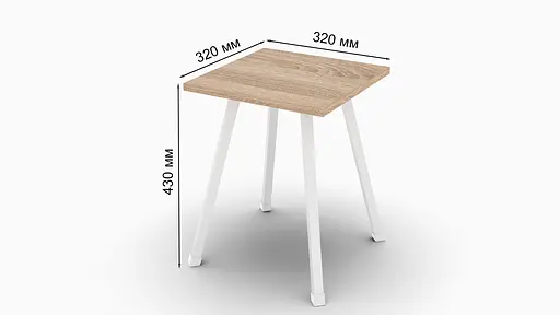 Табурет Ferrum-decor 430x320x320 Белый металл ДСП Дуб Сонома 16 мм (FRD-104643) - фото 3