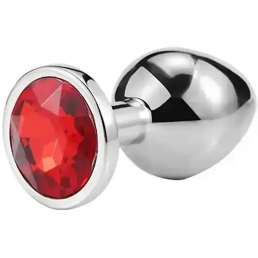 Анальна пробка металева розмір M червона - фото 1