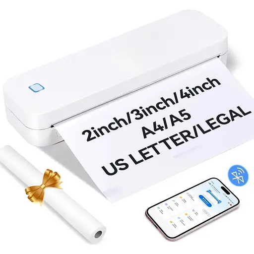 Беспроводной портативный принтер LIGHTWISH для путешествий, термопринтер без чернил D80, поддержка 8,5" X 11" US Letter