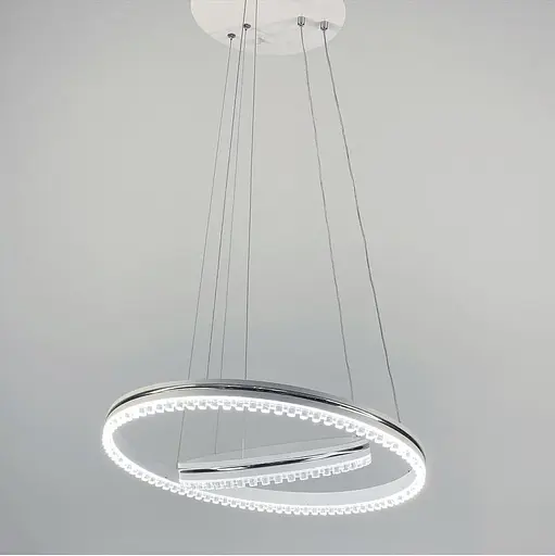 Біла LED люстра на 2 кільця з хромованою смужкою Line.F A 55060/2P WH+CR - фото 5