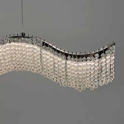 Светодиодная волнистая серебряная люстра с хрусталиками длиной 80 см | Line F | Ст. 33056-L800*600 CH - фото 6