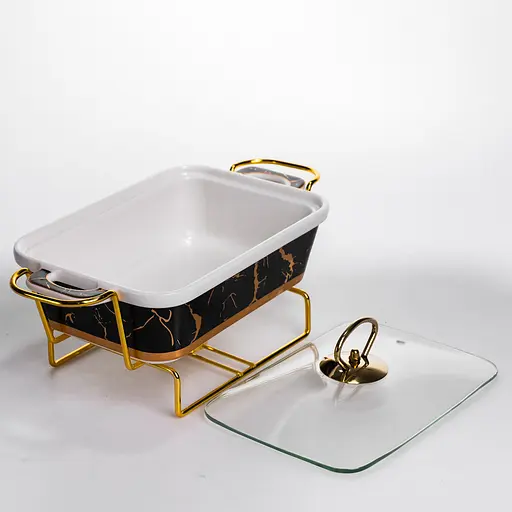 Мармит настольный Yiwu прямоугольный с подогревом 31х16х11 см на металлической подставке с крышкой мармитница для первых блюд ML438-11 - фото 3