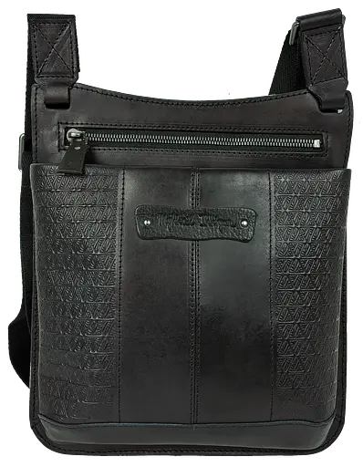 Мужская кожаная наплечная сумка, планшетка черная Mykhail Ikhtyar sum0028769 - фото 1