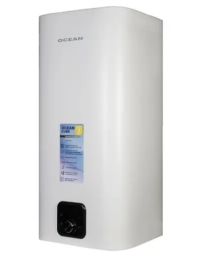 Водонагреватель Ocean CUBE 80 Л, 2 кВт, мокрый ТЭН, вертикальный, прямоугольный, белый (RZF80D-4 ET+WT) - фото 2