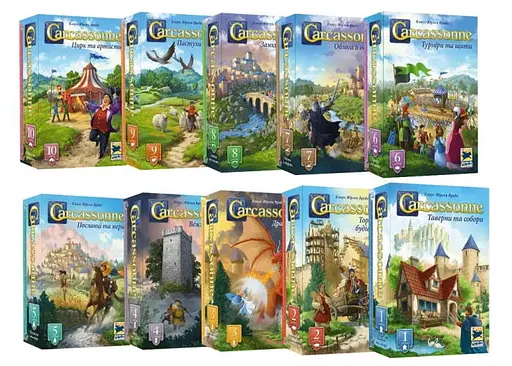 Настольная игра Feelindigo Набор из 10 дополнений к игре Каркассон (укр.) (FI25066+9)