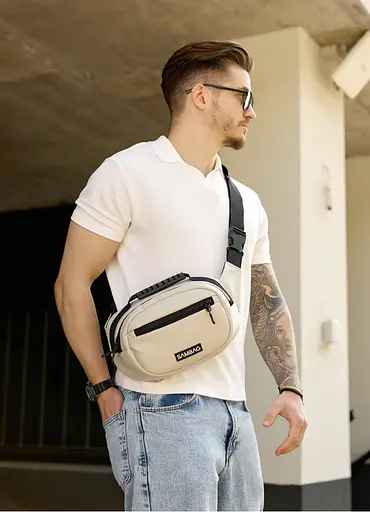 Сумка через плечо бананка Sambag Flex серая 30×17×10 см (85351030m) - фото 1