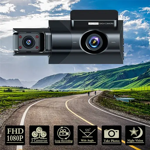 Автомобильный видеорегистратор Y-18 (3 камеры) Wi-Fi Full HD - фото 2