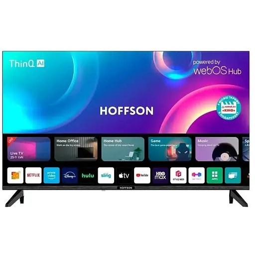 Телевізор 42" Hoffson HF42FHD24S, чорний, LED Full HD 1920x1080, 60 Гц, Smart TV (WebOS), DVB-T2/C, Wi-Fi, bloetooth, 3xHDMI, - фото 1