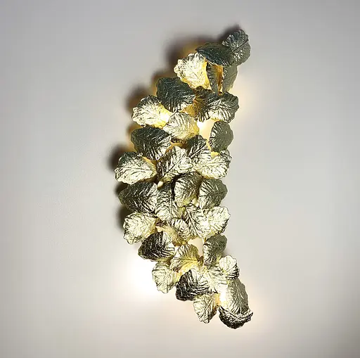 Настенный светильник во флористических мотивах из фактурных листьев Line F цвет корпуса золотой - фото 9