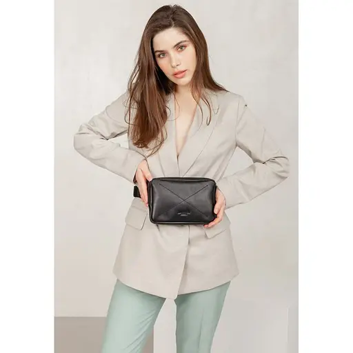 Шкіряна поясна сумка Dropbag Minі чорна - фото 9