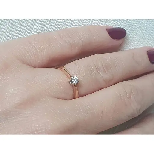 Золоте кільце Харківська ювелірна фабрика з фіанітом. 700030 17,5 - фото 2