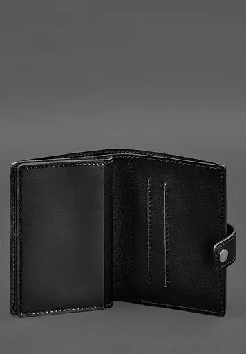 Кожаная обложка-портмоне для военного билета офицера запаса (узкий документ) Черная - фото 6