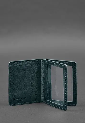 Кожаная обложка для водительского удостоверения, ID и пластиковых карт 2.0 зеленая - фото 3