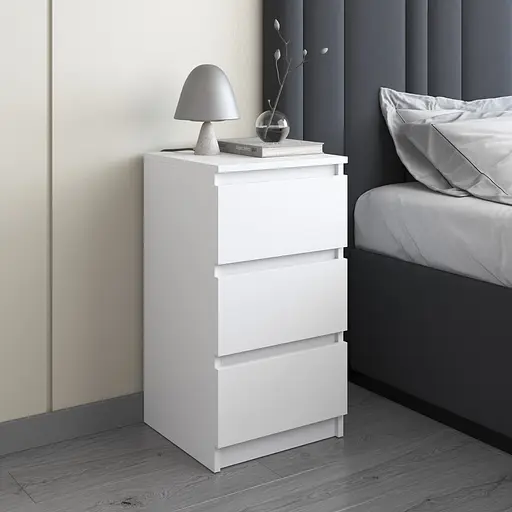 Тумба приліжкова Vays, в спальню, сучасна, 3 шухляди, без ручок R-30 Білий