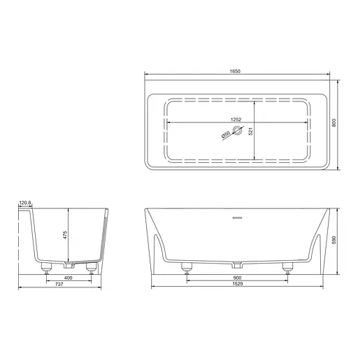 Ванна из литого камня Volle 165x80 12-40-051 - фото 2