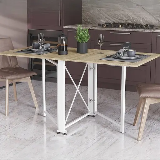 Стіл-книга трансформер Оріон 2 Ferrum-decor 750x1520x730 Білий метал ДСП Дуб Сонома 16 мм (FRD-104593)