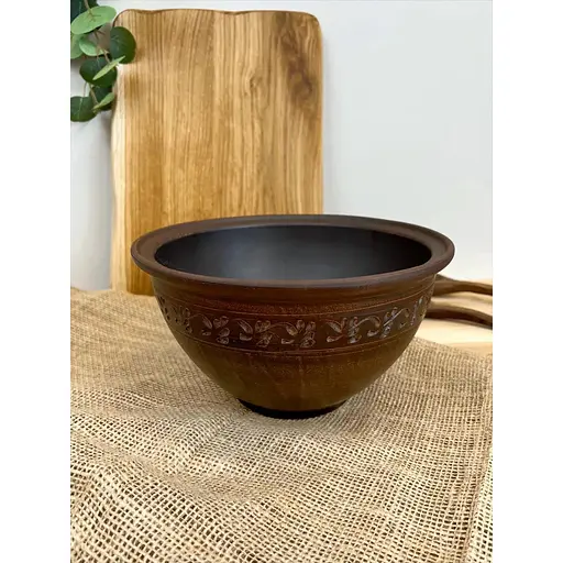 Макітра 2.5 літра керамічна (глиняна) різьблений декор