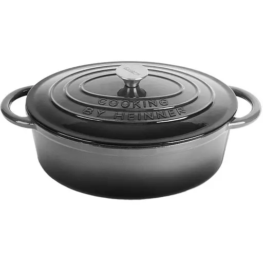 Каструля чавунна емальована овальна з кришкою Heinner сіра (HR-ZVC-S29OV) - фото 1