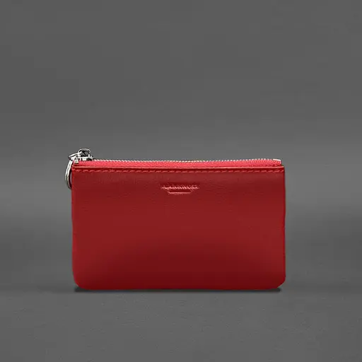 Кожаная монетница / мини-косметичка 3.0 красная краст - фото 4