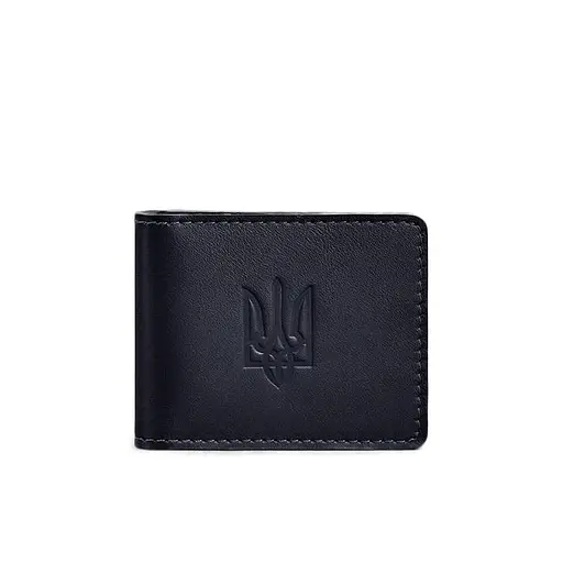 Кожаная обложка для удостоверения с гербом темно-синяя - фото 8