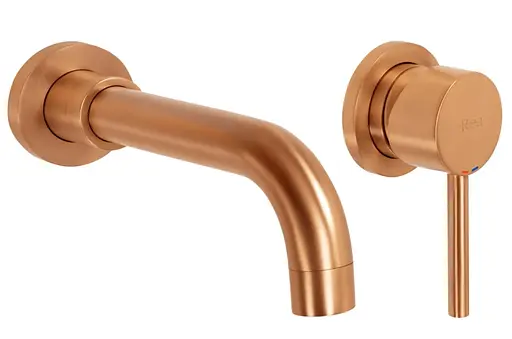 Смеситель для умывальника Rea Lungo Long brushed copper + BOX скрытого монтажа REA-B4601 Теплый закат - фото 1