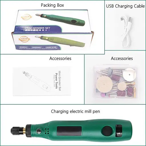 Міні гравер акумуляторний 3.7V, 10W + витратні матеріали - фото 2