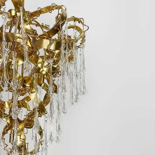 Невероятная хрустальная люстра в золотом корпусе Ø 60 см Ст. MD 9016/600-8P GD Line F - фото 4