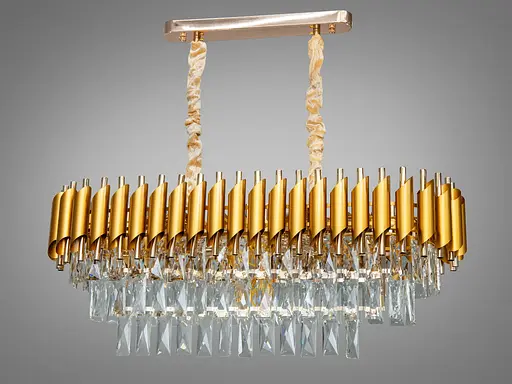 Красива кришталева люстра овальної форми в зал, 8 ламп - фото 1